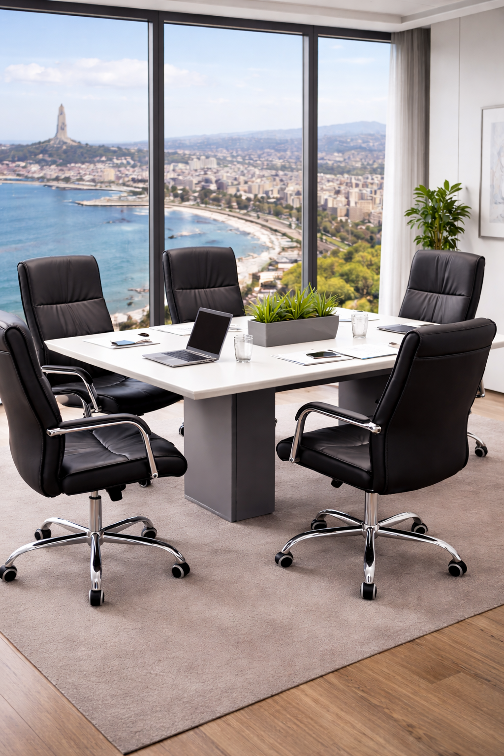 Chaise de bureau ergonomique en simili cuir noir