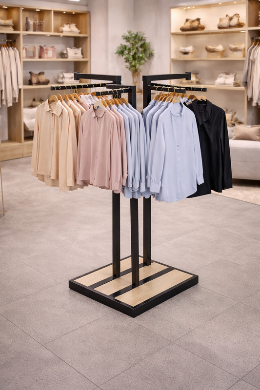 Penderie Double Portant Design Métal & Bois