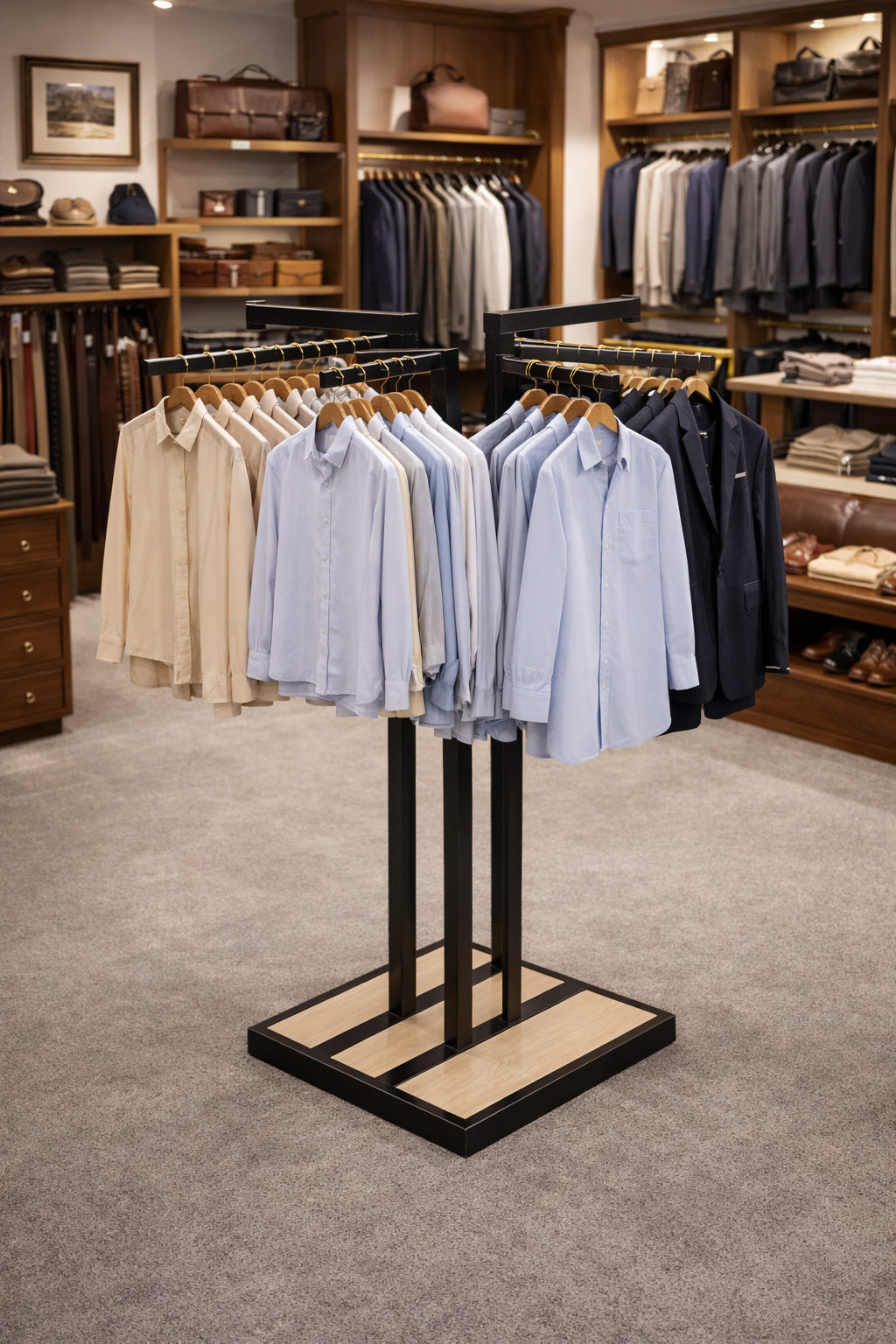 Penderie Double Portant Design Métal & Bois