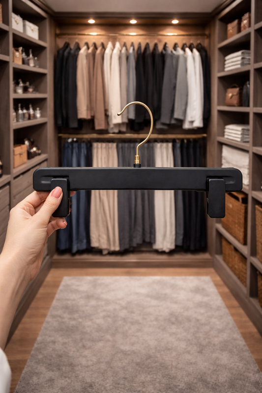 Porte-Pantalon Premium Noir – Crochet Doré