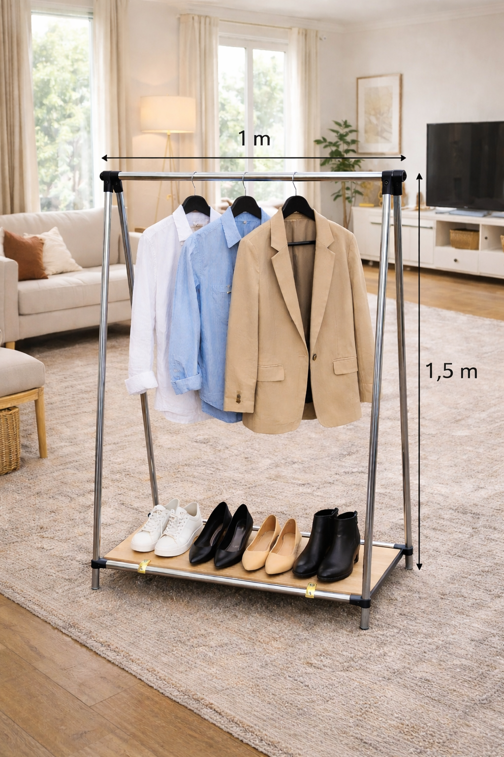 Penderie Pyramidale Design 2-en-1 avec Porte-Chaussures