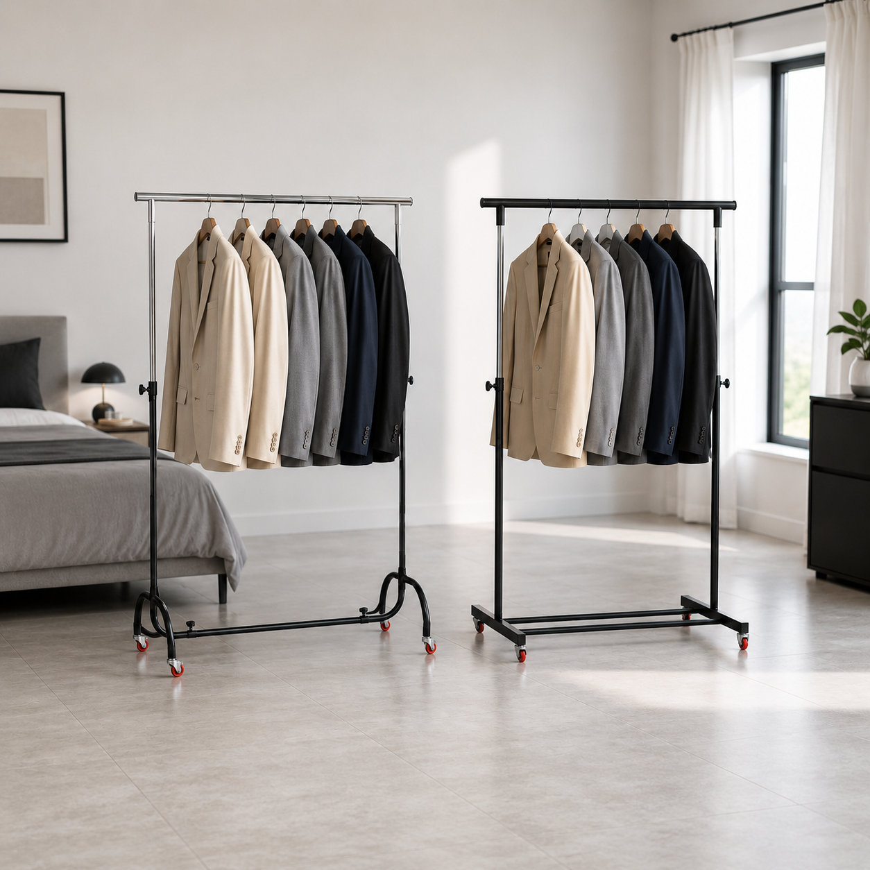 Portant à Vêtements Réglable jusqu'à 180cm – Avec ou Sans Porte-Chaussures